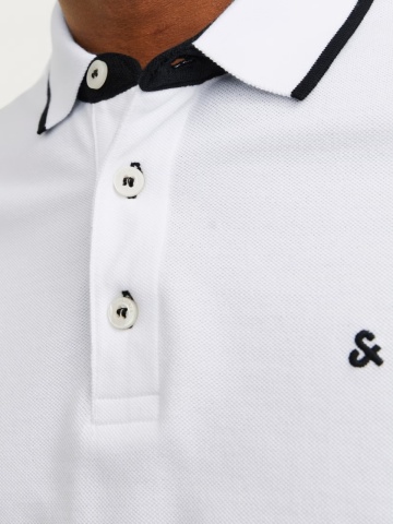 Jack & Jones Tricou polo barbati, Slim fit cu guler contrast, Alb - Img 4