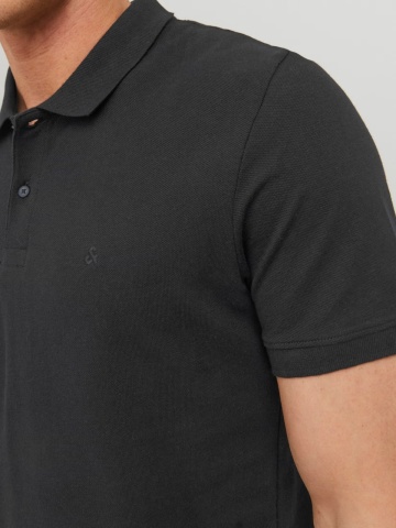 Jack & Jones Tricou polo Basic, Slim Fit, din bumbac, Negru - Img 5