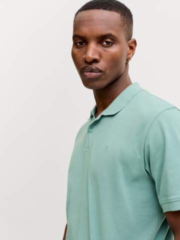 Jack & Jones Tricou polo Basic, Slim Fit, din bumbac, Verde deschis - Img 3