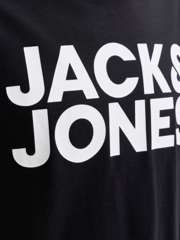 Jack & Jones Tricou simplu, barbati, din 100% bumbac, cu imprimeu cu logo, Negru - Img 4