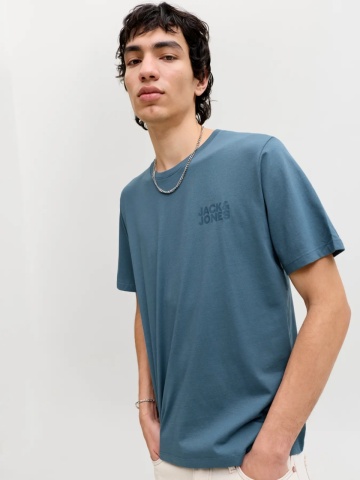 Jack & Jones Tricou simplu, barbati, din 100% bumbac, Regular Fit, JJECORP, Albastru inchis - Img 3