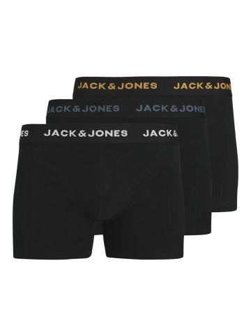 Jack & Jones Underwear barbati, Set 3 perechi de boxeri, cu imprimeu text, Negru