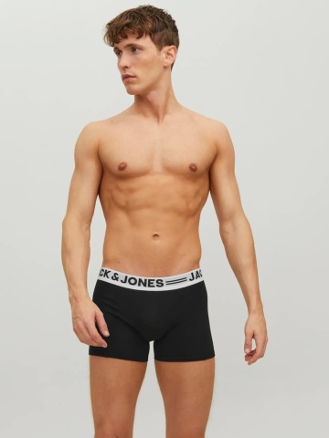 Jack & Jones Underwear barbati Set 3 perechi de boxeri, cu talie medie, SENSE, Negru - Img 4