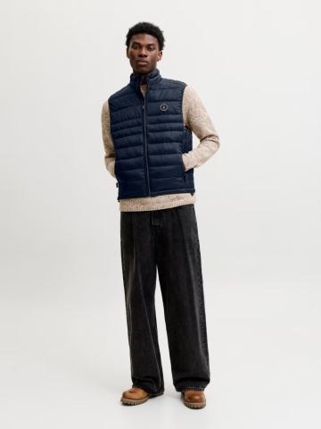 Jack & Jones Vesta barbati fara gluga cu guler inalt, Regular fit, JJEKINGSLEY, Bleumarin inchis - Img 6