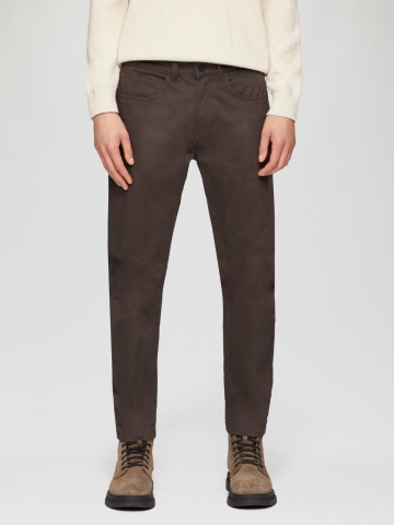 Pantaloni barbati, Mauro cu talie medie, croiala Regular Fit, Straight Leg, Maro