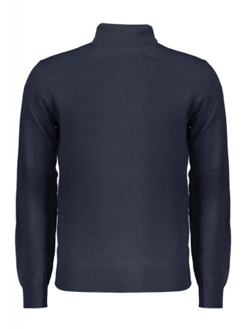 Pulover cu guler inalt bărbați, cu logo brodat, Regular fit, bleumarin - Img 2