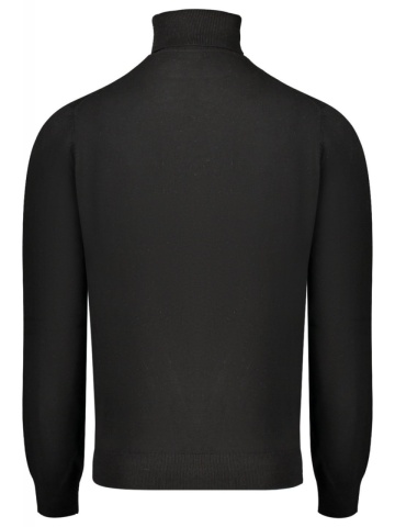 Pulover cu guler inalt bărbați, cu logo brodat, Regular fit, negru - Img 2