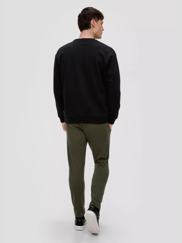Q/S by s.Oliver Bluza barbati cu logo brodat, decolteu la baza gatului, Regular fit, Negru - Img 5