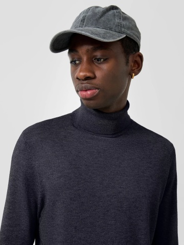 Q/S by s.Oliver Pulover barbati cu guler inalt, tricotat fin, Slim fit, Bleumarin inchis - Img 3