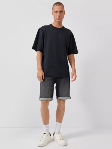 Q/S by s.Oliver Tricou la baza gatului barbati, din bumbac, Relaxed fit, Gri inchis - Img 4
