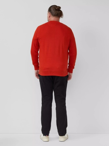 s.Oliver Big Sizes Bluza barbati big sizes cu decolteu la baza gatului, logo, Regular Fit, Rosu caramiziu - Img 6