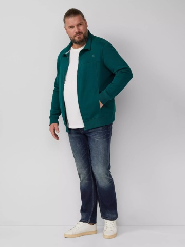 s.Oliver Big Sizes Bluza barbati big sizes cu guler inalt si fermoar, Regular fit, Verde - Img 6