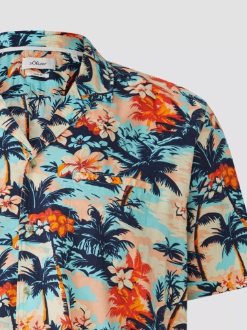 s.Oliver Big Sizes Camasa barbati big sizes cu maneca scurta si imprimeu tropical, Regular fit, Multicolor - Img 8