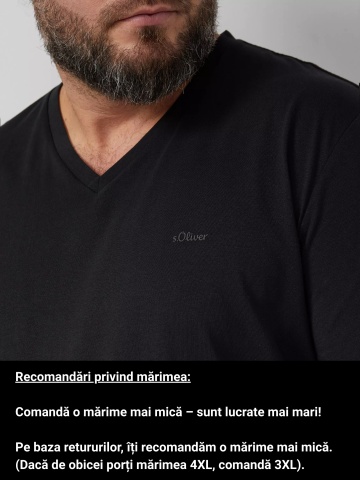 s.Oliver Big Sizes Tricou barbati big sizes, cu anchior, din bumbac, Negru - Img 3