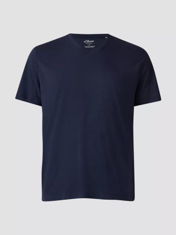 s.Oliver Big Sizes Tricou barbati big sizes, cu anchior, din bumbac, Bleumarin inchis - Img 6