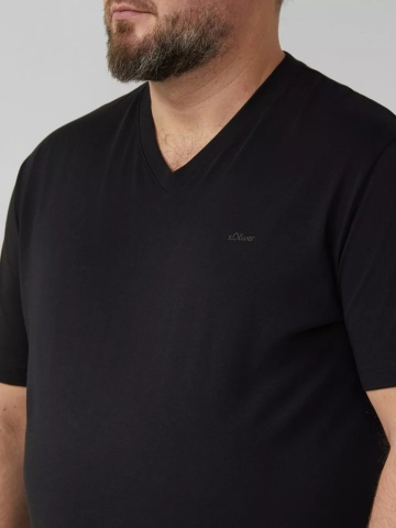 s.Oliver Big Sizes Tricou barbati big sizes cu anchior, din bumbac, Regular fit, Negru - Img 4