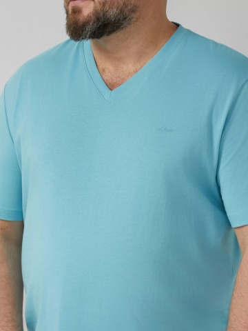 s.Oliver Big Sizes Tricou barbati big sizes cu anchior, din bumbac, Regular fit, Albastru deschis - Img 4