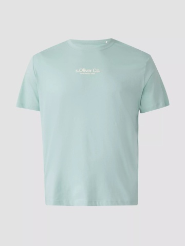 s.Oliver Big Sizes Tricou barbati big sizes cu decolteu la baza gatului, logo contrast, Verde menta - Img 8