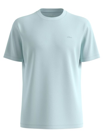 s.Oliver Big Sizes Tricou barbati big sizes cu decolteu la baza gatului, din bumbac, Turcoaz