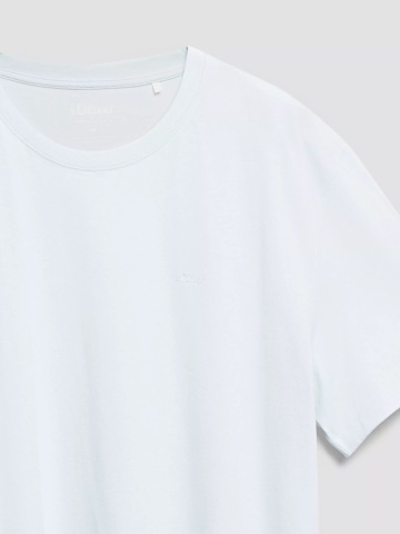 s.Oliver Big Sizes Tricou barbati big sizes cu decolteu la baza gatului, din bumbac, Albastru deschis - Img 8