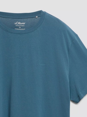 s.Oliver Big Sizes Tricou barbati big sizes cu decolteu la baza gatului, din bumbac, Albastru - Img 8
