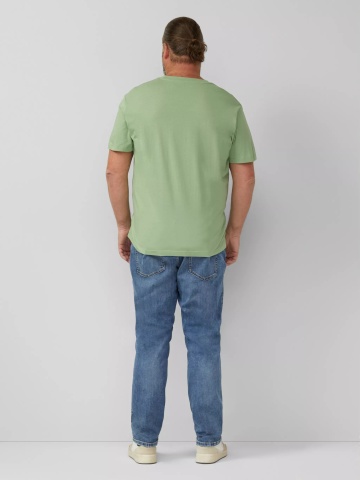 s.Oliver Big Sizes Tricou barbati big sizes, cu decolteu la baza gatului, din bumbac, Verde deschis - Img 2