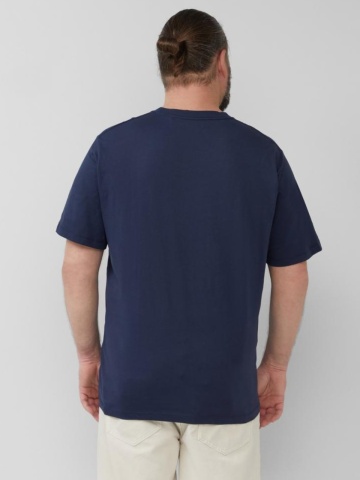 s.Oliver Big Sizes Tricou barbati big sizes din bumbac cu imprimeu text, Bleumarin inchis - Img 2