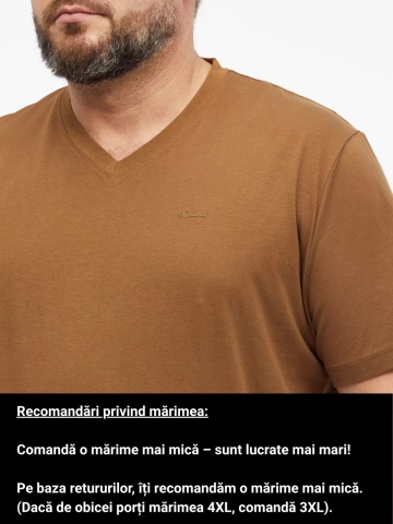 s.Oliver Big Sizes Tricou cu anchior, barbati big sizes, din bumbac, Regular fit, Maro - Img 4