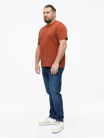 s.Oliver Big Sizes Tricou cu decolteu la baza gatului, barbati big sizes, din bumbac, Regular fit, Maro - Img 7