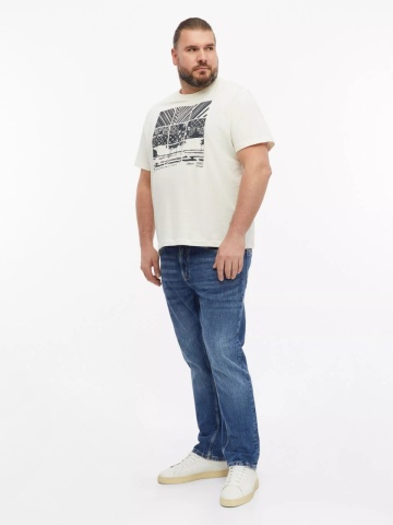 s.Oliver Big Sizes Tricou la baza gatului, barbati big sizes, din bumbac, cu imprimeu, Regular fit, Crem - Img 7