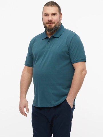 s.Oliver Big Sizes Tricou polo barbati big sizes, din piqué de bumbac, Verde inchis