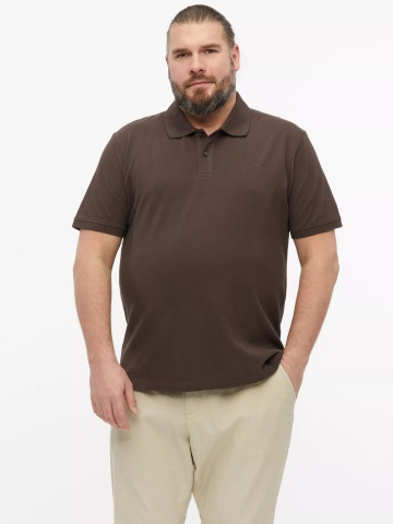 s.Oliver Big Sizes Tricou polo barbati big sizes, din piqué de bumbac, Maro inchis