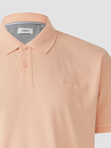 s.Oliver Big Sizes Tricou polo barbati big sizes, Regular fit din bumbac, Portocaliu deschis - Img 8