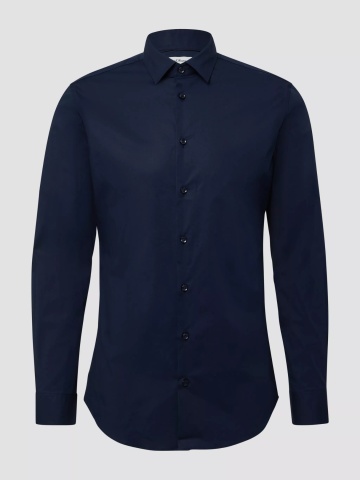 s.Oliver BLACK LABEL, Camasa barbati din amestec de bumbac, cu croiala Tailored fit, Bleumarin inchis - Img 7