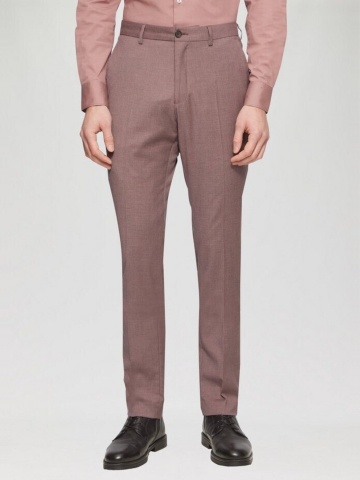 s.Oliver BLACK LABEL Pantaloni costum barbati, cu talie medie si croiala Slim fit, Liliac inchis