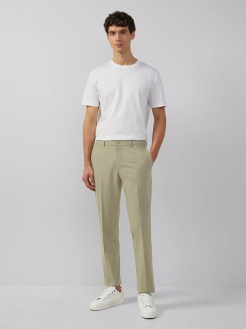s.Oliver BLACK LABEL Pantaloni costum barbati, Slim fit, Verde masliniu - Img 4