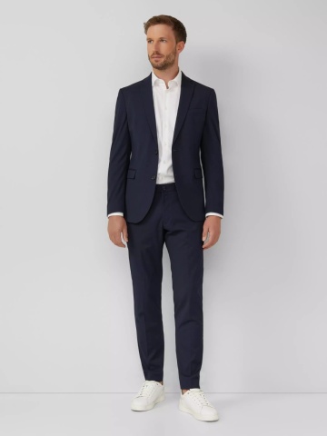 s.Oliver BLACK LABEL, Sacou elegant barbati, croiala Slim fit, Bleumarin inchis - Img 5