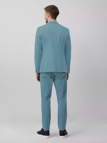 s.Oliver BLACK LABEL Sacou elegant barbati, croiala Slim fit, Turcoaz - Img 2