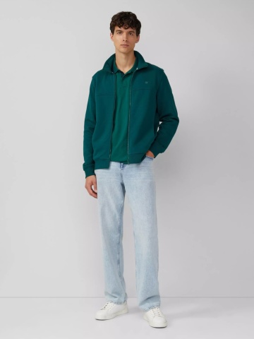 s.Oliver Bluza barbati cu guler inalt si fermoar, Regular fit, Verde - Img 4