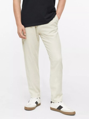 s.Oliver Pantaloni barbati, cu talie medie, din amestec de in, Relaxed fit, Detroit, Crem