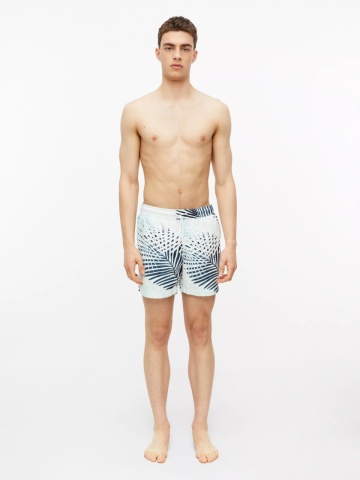 s.Oliver Pantaloni scurti barbati pentru inot cu imprimeu floral, Regular fit, Turcoaz deschis - Img 4