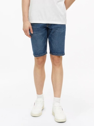s.Oliver Pantaloni scurti de blug barbati, din bumbac, cu talie medie, Regular fit, Albastru