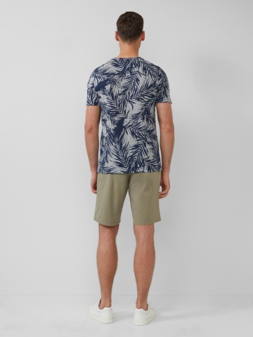 s.Oliver Tricou barbati cu imprimeu cu frunze de palmier, Regular Fit, Bleumarin - Img 6