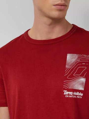 s.Oliver Tricou barbati cu imprimeu frontal, din bumbac, Regular fit, Rosu - Img 3