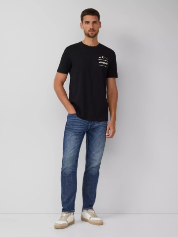 s.Oliver Tricou barbati cu imprimeu frontal, Regular fit, Negru - Img 4