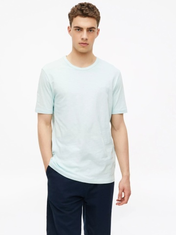 s.Oliver Tricou barbati din bumbac, cu imprimeu, Regular fit, Turcoaz deschis - Img 3