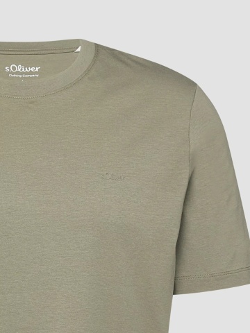 s.Oliver Tricou barbati din bumbac, la baza gatului, Regular fit, Olive - Img 6