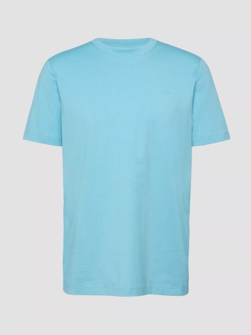 s.Oliver Tricou barbati din bumbac, la baza gatului, Regular fit, Turcoaz - Img 4