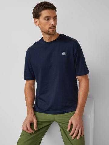 s.Oliver Tricou barbati, din jerseu gros de bumbac, Modern fit, Bleumarin inchis - Img 4