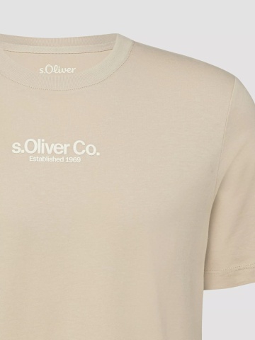 s.Oliver Tricou barbati la baza gatului, din bumbac, Regular fit, Bej - Img 7